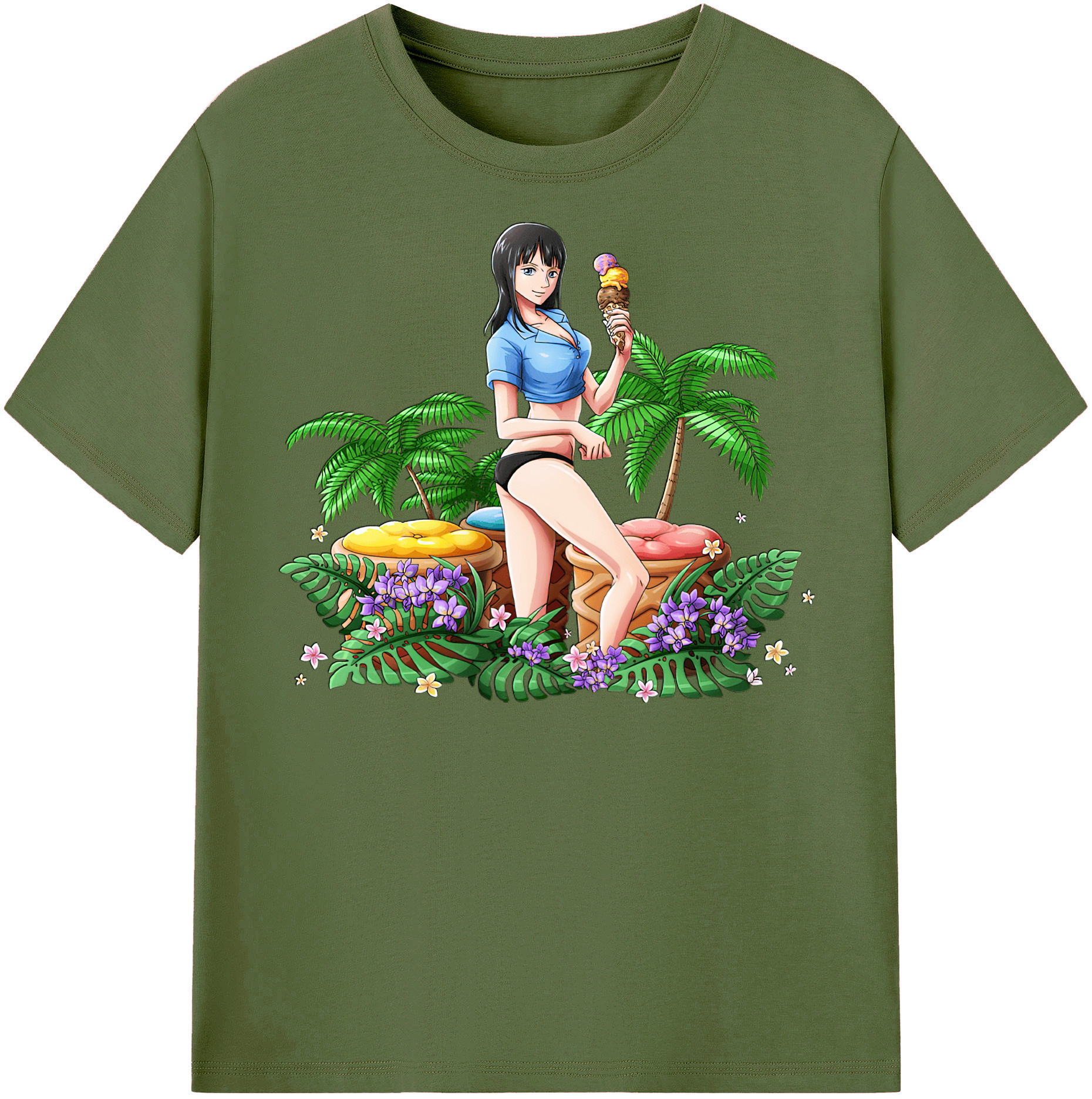 ワンピース ニコ・ロビン ONE PIECE Nico Robin 綿100％半袖Tシャツ（フロントプリント）